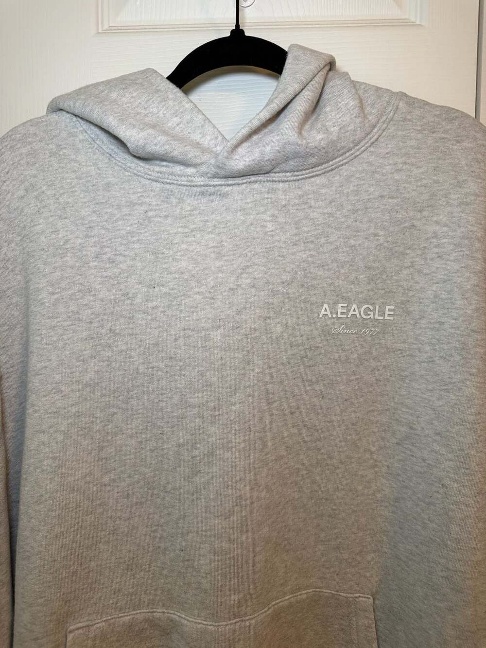 American Eagle Relaxed Fit Gray Pullover Hoodie with A.Eagle Since 1977 Logo